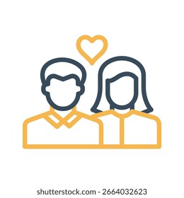 Icono de Vector en negrita de contorno de pareja que se puede modificar o editar fácilmente 