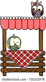 Couple owls on wooden stand for sale