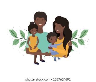 couple of parents with children avatar character