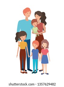 couple of parents with children avatar character