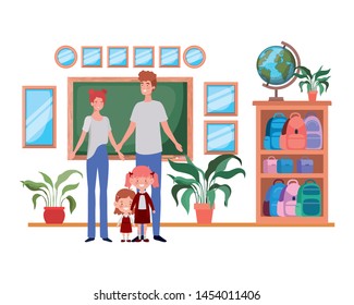 couple of parents with children avatar character
