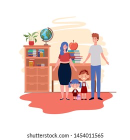 couple of parents with children avatar character