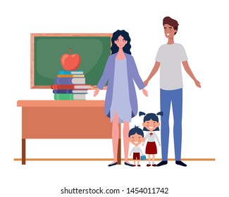 couple of parents with children avatar character