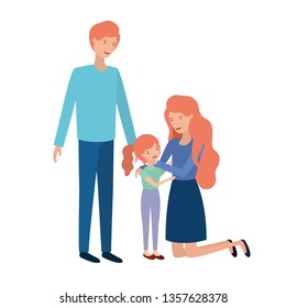 couple of parents with daughter avatar character