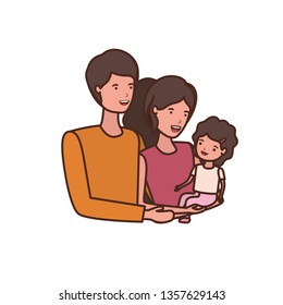 couple of parents with daughter avatar character