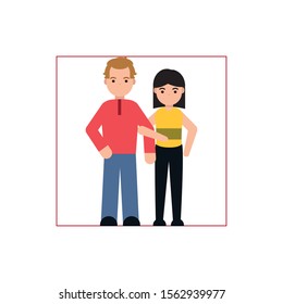 couple parents member family flat image vector illustration