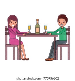couple parents sitting with wine bottle glass
