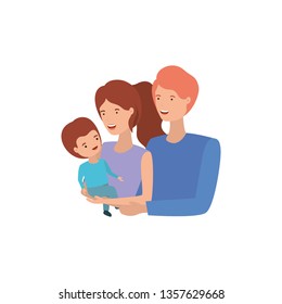 couple of parents with son avatar character