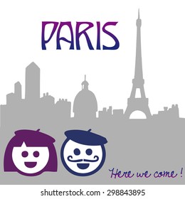 Couple in Paris. Vector illustration