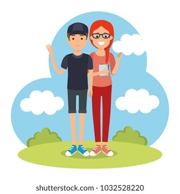 couple in the park characters