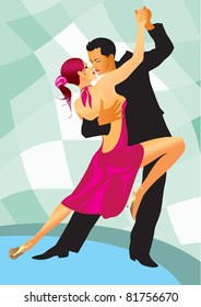 couple participates in competitions in sport dancing - vector illustration