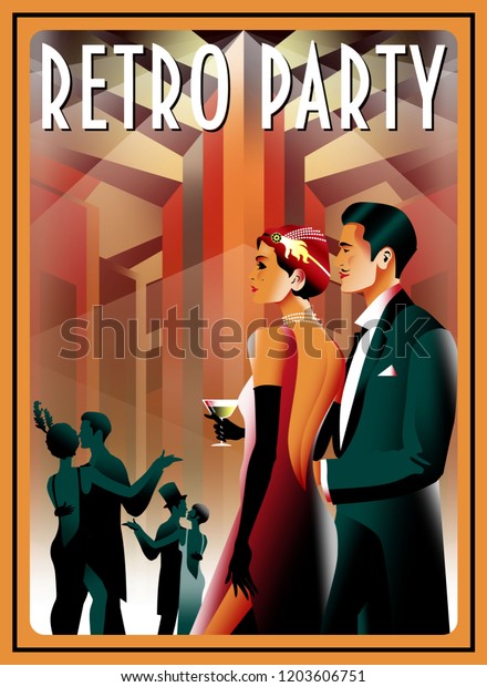 Couple Party Style Early 20th Century Stock Vector (Royalty Free ...