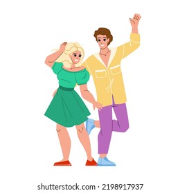 couple party vector. happy woman, man young people, fun love, dance disco, together night girl couple party character. people flat cartoon illustration