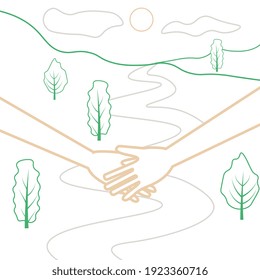 Couple and path vector illustration