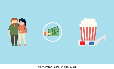 Couple paying money for popcorn at the cinema