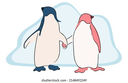 A couple of penguins in love