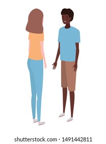 couple of people in back position on white background