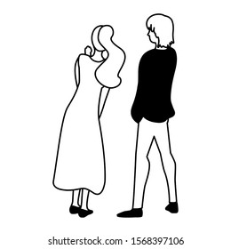 couple of people in back position on white background vector illustration design