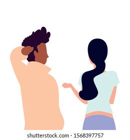 couple of people in back position on white background vector illustration design