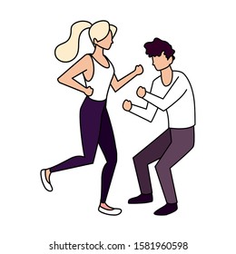 couple of people dancing on white background vector illustration design