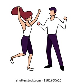 couple of people dancing on white background vector illustration design