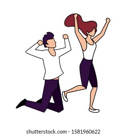 couple of people dancing on white background vector illustration design