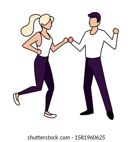 couple of people dancing on white background vector illustration design