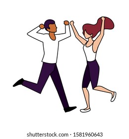 couple of people dancing on white background vector illustration design