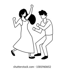 couple of people dancing on white background vector illustration design