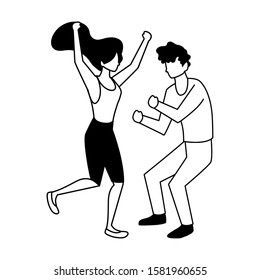 couple of people dancing on white background vector illustration design