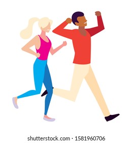 couple of people dancing on white background vector illustration design