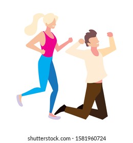 couple of people dancing on white background vector illustration design