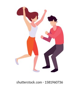 couple of people dancing on white background vector illustration design