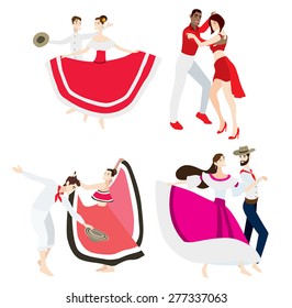 couple people dancing traditional isolated vector set