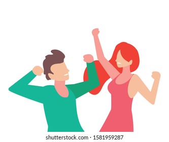 couple of people faceless with different poses on white background vector illustration design
