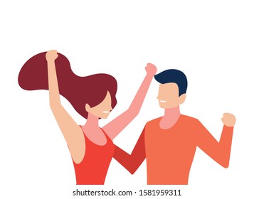 couple of people faceless with different poses on white background vector illustration design