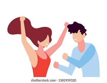 couple of people faceless with different poses on white background vector illustration design