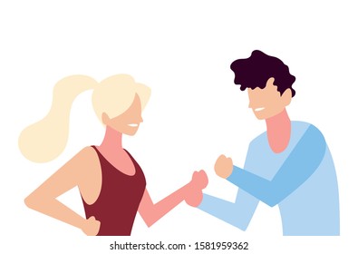 couple of people faceless with different poses on white background vector illustration design