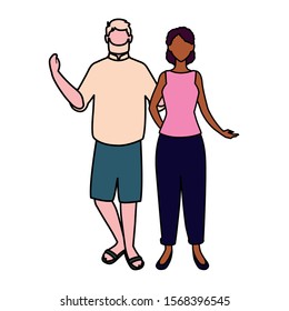 couple of people faceless on white background vector illustration design