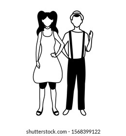 couple of people faceless on white background vector illustration design