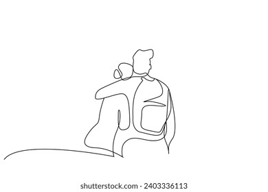 couple people friend winter season nature walking life one line art design