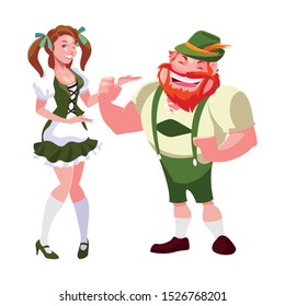 couple of people with german traditional dress on white background vector illustration design