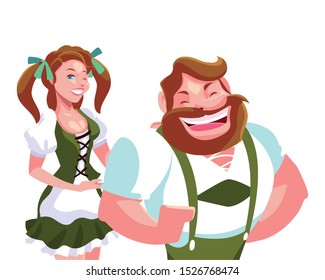 Couple People German Traditional Dress On Stock Vector (Royalty Free ...