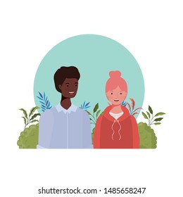 couple of people with landscape background