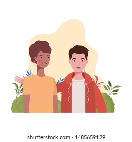 couple of people with landscape background