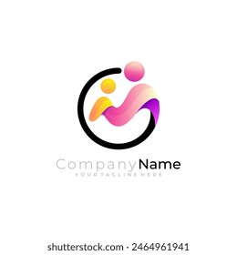Logo de la pareja de personas, Plantilla de diseño de unidad, logotipos de la caridad