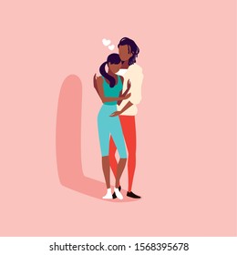 couple of people in love, man and woman embracing each other affectionately vector illustration design