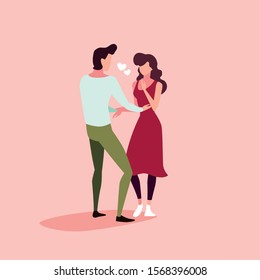 couple of people in love, man and woman embracing each other affectionately vector illustration design