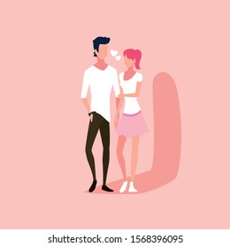 couple of people in love, man and woman embracing each other affectionately vector illustration design