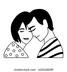 couple of people in love, man and woman embracing each other affectionately vector illustration design
